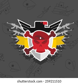 war emblem. Skull in beret with the Eagle.