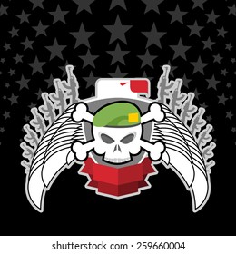 war emblem. Skull in beret with the Eagle.