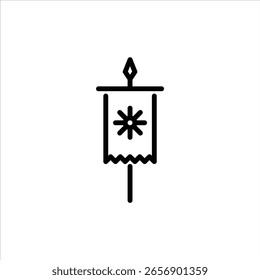Ícone de contorno da Bandeira de Guerra. ilustração da linha preta do reino.