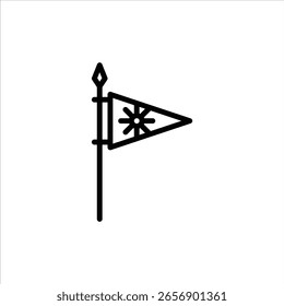 Icono de contorno de la bandera de guerra. ilustración de línea negra del reino.
