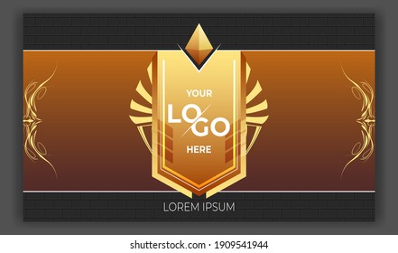 War flag or Shield of the Cartoon Ranking Game. Medieval Shield. The shield for your emblem or logo can also be used in mobile or web games. the place for the logo mockup.