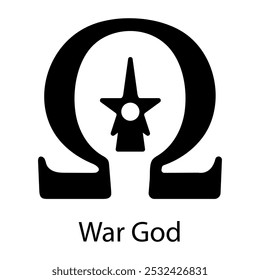 War god symbol icon in soild style 