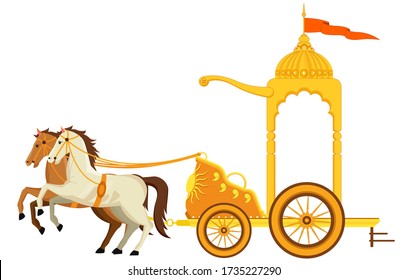 War Golden Chariot with 2 Horse Vector illustration, editable source file, artwork for info-graphics, posters, motion-graphics