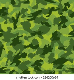 War green jungle camouflage seamless vector pattern. Can be used for wallpaper, pattern fills, web page background, surface textures. Vector illustration
