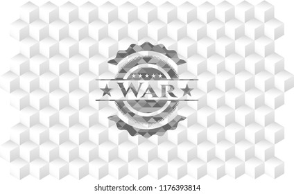 War grey badge with geometric cube white background
