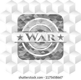 War grey emblem. Retro with geometric cube white background
