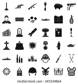 War gun icons set. Simple style of 36 war gun vector icons for web isolated on white background