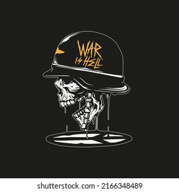 war is hell army skull design with peace logo