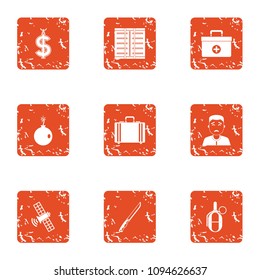War hitech icons set. Grunge set of 9 war hitech vector icons for web isolated on white background