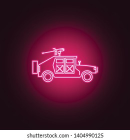 War Humvee Military Neon Icon. Elements Of Transport Set. Simple Icon For Websites, Web Design, Mobile App, Info Graphics