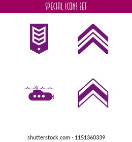 war icon. 4 war set with army, submarine and military vector icons for web and mobile app