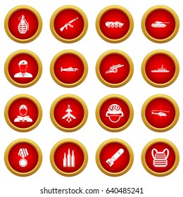 War icon red circle set isolated on white background