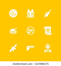 war icon set. tank, timorese and rifle vector icon for graphic design and web