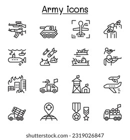 Icono de guerra en estilo de línea delgada
