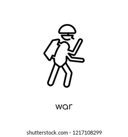 war icon. Trendy modern flat linear vector war icon on white background from thin line Political collection, outline vector illustration