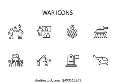Icono de guerra. Vector.Trazo editable.signo de estilo lineal para el uso Diseño web,logo.Ilustración de símbolo.