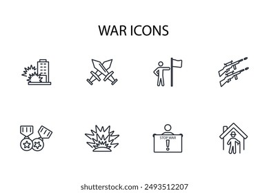 Icono de guerra. Vector.Trazo editable.signo de estilo lineal para el uso Diseño web,logo.Ilustración de símbolo.