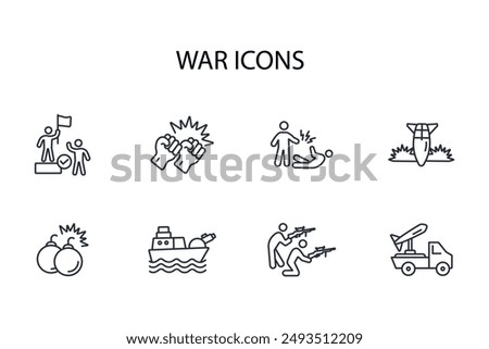 War icon. vector.Editable stroke.linear style sign for use web design,logo.Symbol illustration.