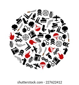 war icons in circle