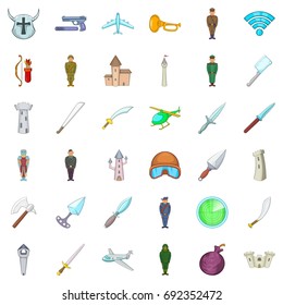 War icons set. Cartoon style of 36 war vector icons for web isolated on white background