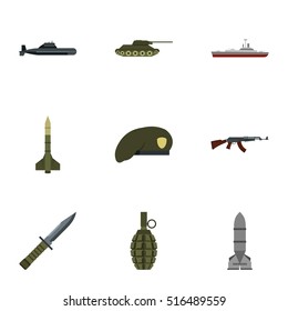 War icons set. Flat illustration of 9 war vector icons for web