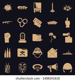 War icons set. Simple set of 25 war vector icons for web for any design