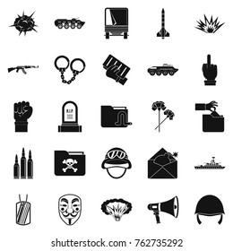 War icons set. Simple set of 25 war vector icons for web isolated on white background