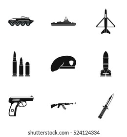 War icons set. Simple illustration of 9 war vector icons for web