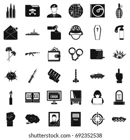 War icons set. Simple style of 36 war vector icons for web isolated on white background