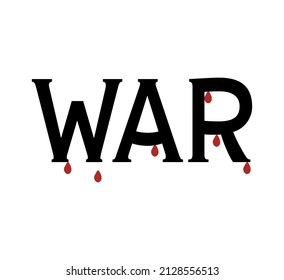 Banner der Kriegsmarine. Symbol Vektor des Krieges in schwarzem Text mit Tropfen Blut. Weltkrise der Konflikte und Kriegspopster-Kunst