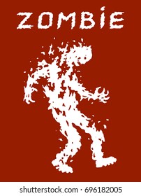 War with the invasion of zombies. Vector illustration. Scary character silhouette. The horror genre. Red color background.