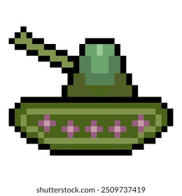 War machine armored tank in pixel art style