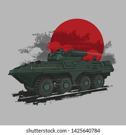 War machine and armored vehicle vector illustration. Good for poster and any army look media. 