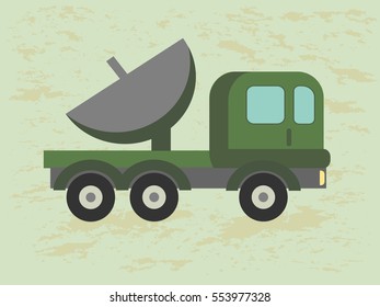 The war machine. Special Purpose Transportation. Military theme. Abstract background. Children's illustration. Vector.