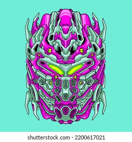 Ilustración de la cabeza de un robot de guerra