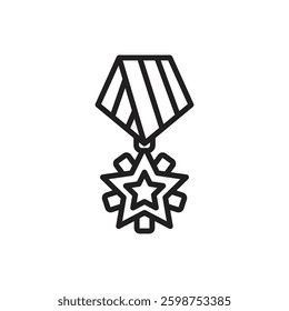 War Medal Outline Icon Vector Illustration
