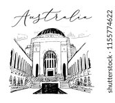 War Memorial In Canberra Vector Sketch Illustration