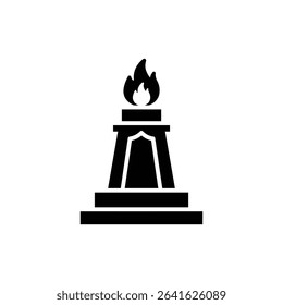 War Memorial with Eternal Flame on Pedestal and Commemorative Design