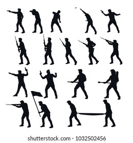 war men silhouettes set