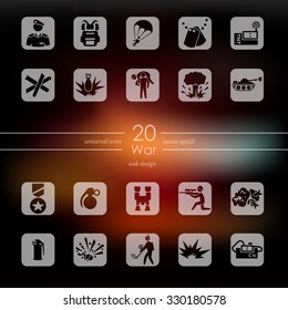 war modern icons for mobile interface on blurred background