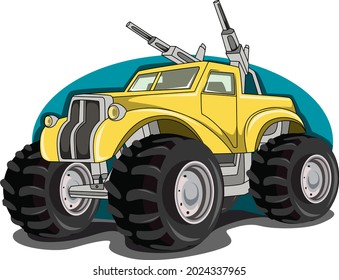 war monster truck hand drawing illustration