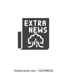 War news headline vector icon. filled flat sign for mobile concept and web design. Extra news newspaper glyph icon. Symbol, logo illustration. Vector graphics