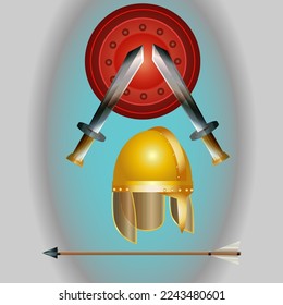 war objects armor helmet illustration vector design