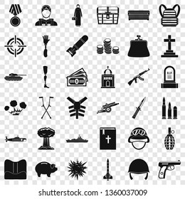 War offence icons set. Simple style of 36 war offence vector icons for web for any design
