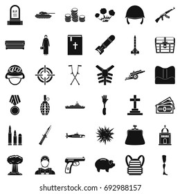 War offence icons set. Simple style of 36 war offence vector icons for web isolated on white background