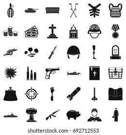 War offense icons set. Simple style of 36 war offense vector icons for web isolated on white background