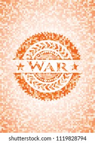 War orange mosaic emblem with background
