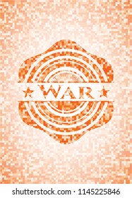 War orange mosaic emblem with background