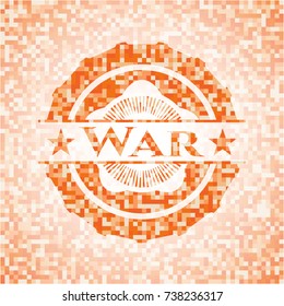 War orange mosaic emblem with background