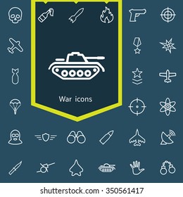 war outline, thin, flat, digital icon set for web and mobile